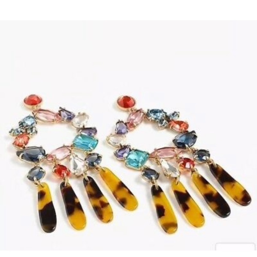 NWOT J. Crew Crystal & Resin Chandelier Earrings